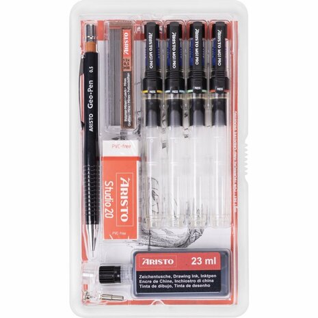 Aristo AR-64162 Tekenpen Set MG1 PRO 0.18/0.25/0.35/0.5 mm 9-delig