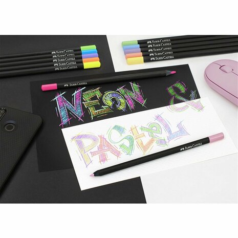 Faber Castell FC-116410 Black Edition Kleurpotloden 12 Stuks Neon/Pastel