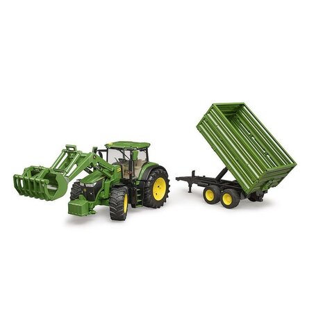 Bruder John Deere 7R 350 met Voorlader en Aanhanger