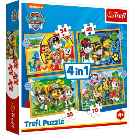 Trefl Paw Patrol 4in1 Puzzel 35-70 Stukjes