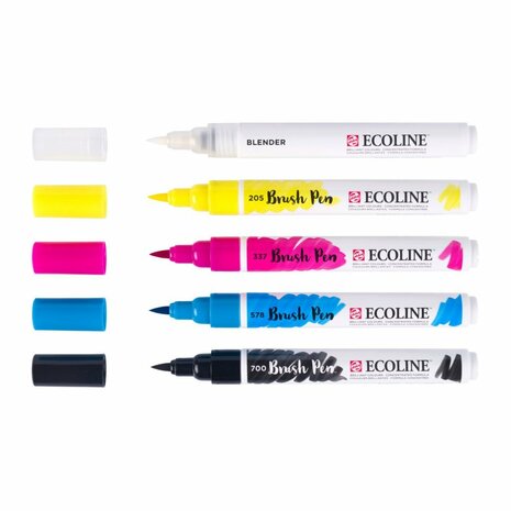 Ecoline Brush Pen Primair 5 Kleuren