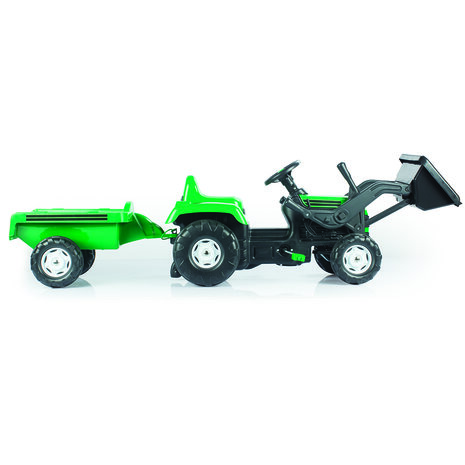 Dolu Pedaal Trekker Graafmachine + Aanhanger Groen