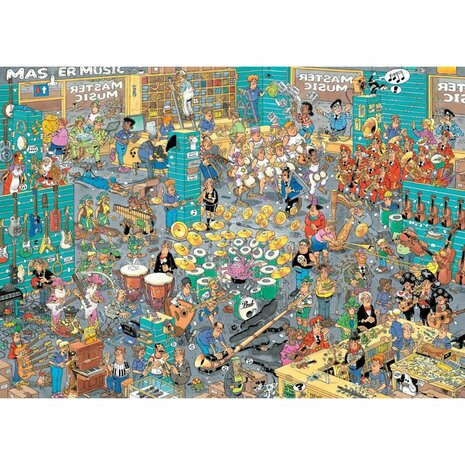 Jumbo Jan Van Haasteren Puzzel De Muziekwinkel & Vakantiekriebels 2x1000 Stukjes + Poster