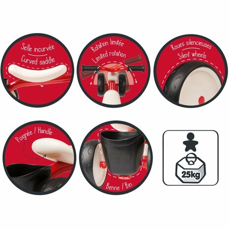 Smoby Rookie Loopfiets Rood/Wit