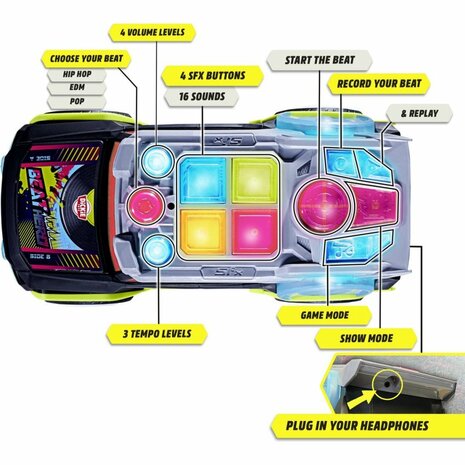 Dickie Toys Beat Hero DJ Auto + Licht en Geluid