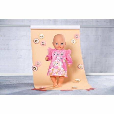 Baby Born Jurk met Bloemen en Beertje Roze