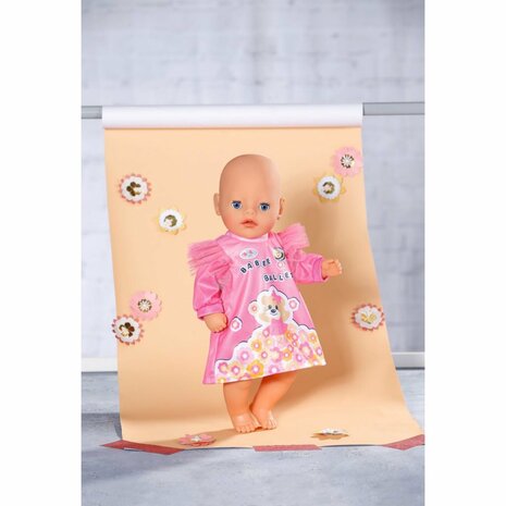 Baby Born Jurk met Bloemen en Beertje Roze