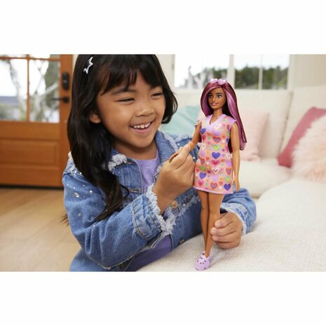 Barbie Fashionista Pop Hartjes Jurk Donker Haar