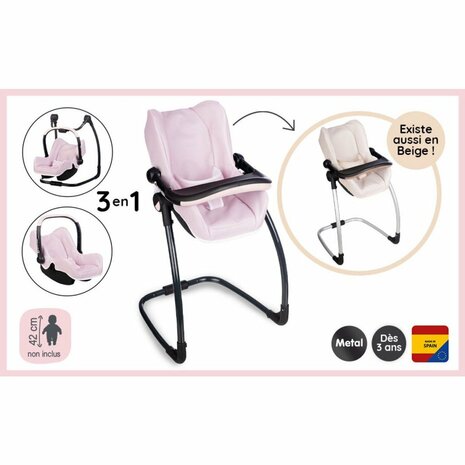 Smoby Maxi Cosi Poppenstoel Zachtroze/Zwart