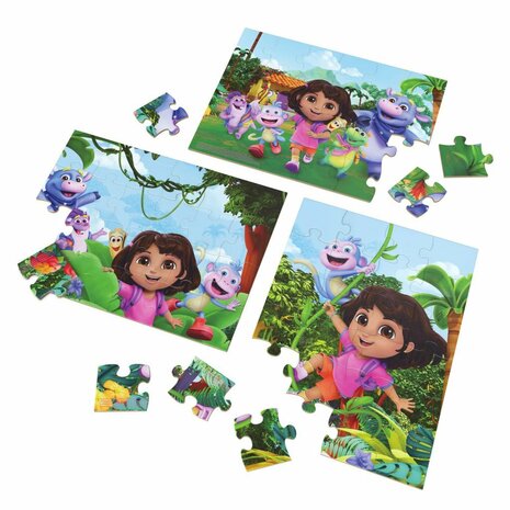 Dora 3in1 Houten Puzzel 3x24 Stukjes