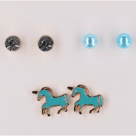 Happy Love Earring Set Blue Horses Set 6-delig