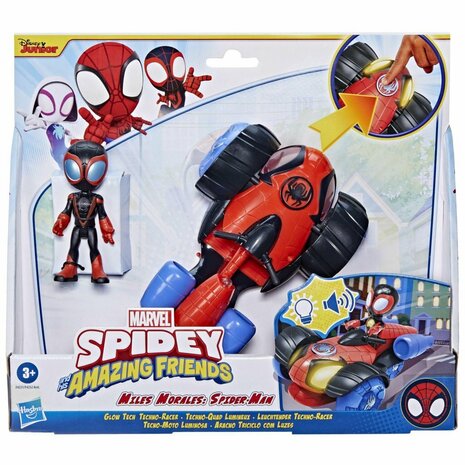 Spiderman Spidey And His Amazing Friends Voertuig met Figuur + Licht en Geluid Assorti