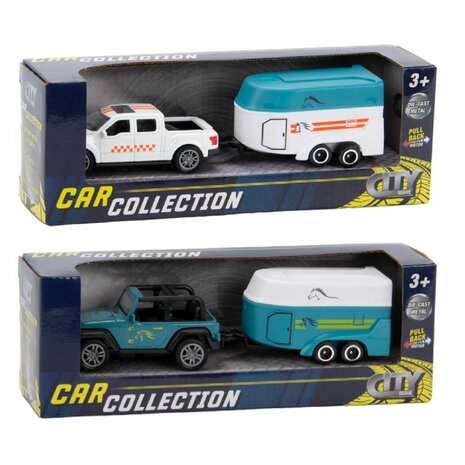 City Car Collection Die-Cast Pick-Up met Paardentrailer 1:50 Assorti