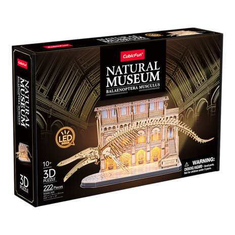 Cubic Fun Houten LED 3D Puzzel Natural Museum Blauwe Vinvis 222 Stukjes