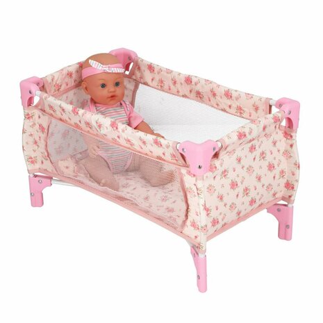 Poppenbed Opvouwbaar Bloemenpatroon Roze