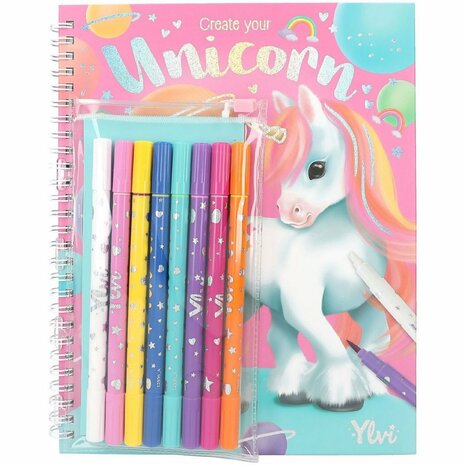 Kleurboek Eenhoorn met 7 Viltstiften