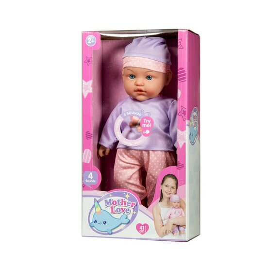 Mother Love Zachte Babypop met Geluid 41 cm Assorti