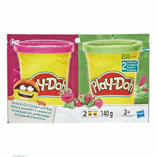 Play-Doh Grab and Go Compound Bag + 2 Kleuren Klei Assorti