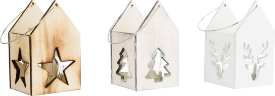 Houten kerst lantarens set van 3 Houten kerst lantarens set van 3