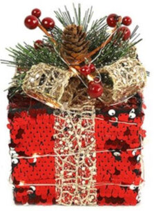 Countryfield decoratie cadeaubox led 13 cm rood Countryfield decoratie cadeaubox led 13 cm rood