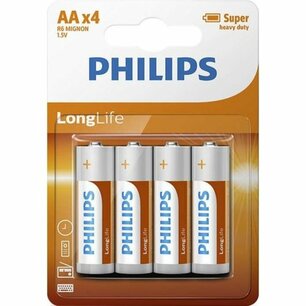PHILIPS BATTERIJEN LONGLIFE AA R6 PHILIPS BATTERIJEN LONGLIFE AA R6